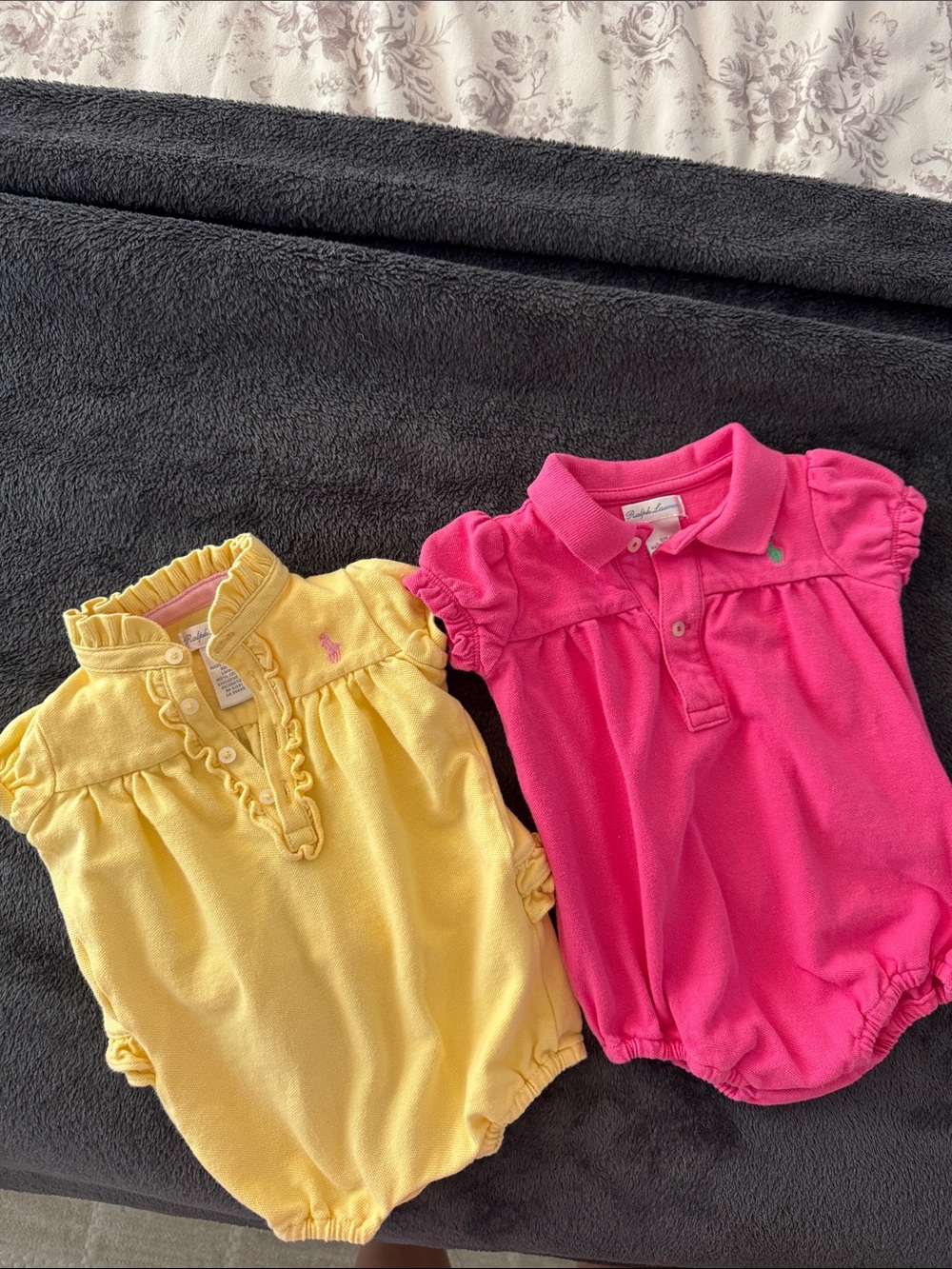 Set of Two Ralph Lauren 6mo girls polo rompers